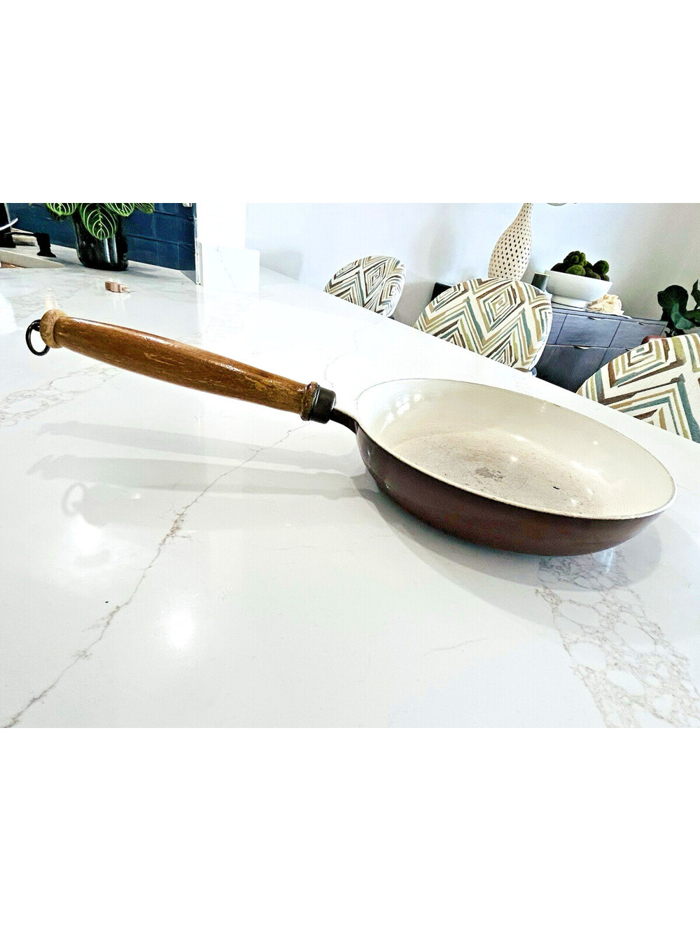Mid Mod Descoware 9.5” Enamel Cast Iron Pan Skillet SK-24 Brown Belgium Rare!
